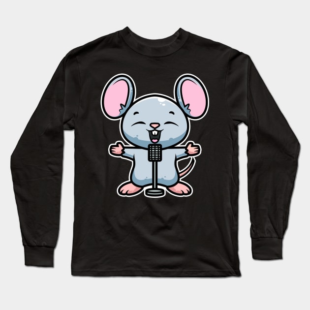 Mouse Sing Karaoke Kids Kawaii Neko Anime graphic Long Sleeve T-Shirt by theodoros20